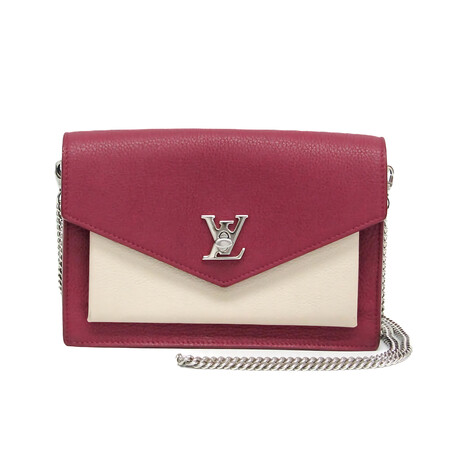 Louis Vuitton // Leather Pochette Lock Me Chain Shoulder Bag // Wine + Light Beige // Pre-Owned