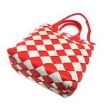 Bottega Veneta // Maxi Intrecciato Leather Tote Shoulder Bag // Off-White + Orange-Red // Pre-Owned