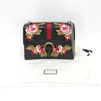 Gucci // Dionysus Flower Leather Shoulder Bag // Black // Pre-Owned