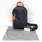 Prada // Tessuto Crossbody Single-Strap Backpack // Black + Navy Blue + Orange // Pre-Owned