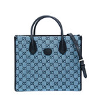 Gucci // Leather + GG Canvas Shoulder Bag // Light Blue + Black // Pre-Owned