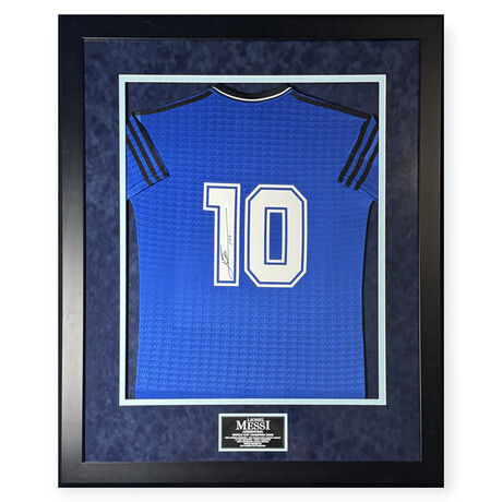 Lionel Messi // Argentina // Autographed Shirt + Framed // Jersey