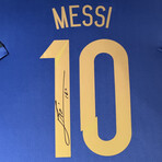 Lionel Messi // Argentina // Signed Shirt + Framed // Gold Number
