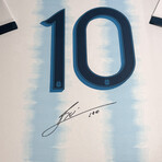Lionel Messi // Argentina // Autographed Shirt + Framed // Light Blue Stripes