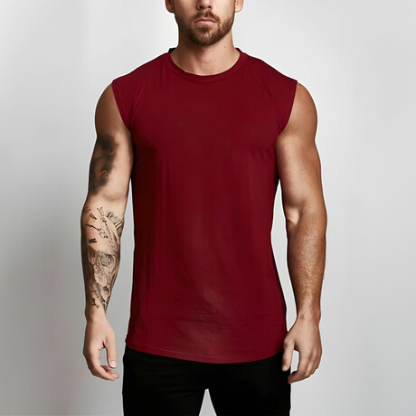 Crewneck Tank Top T-Shirt // Burgundy (XS)