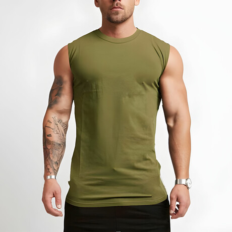 Crewneck Tank Top T-Shirt // Army Green (XS)
