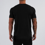 Split Neck Short Sleeve T-Shirt // Black (L)