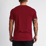 Split Neck Short Sleeve T-Shirt // Burgundy (L)
