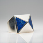 Genuine Lapis Lazuli Sterling Silver Men's Ring // Size 10