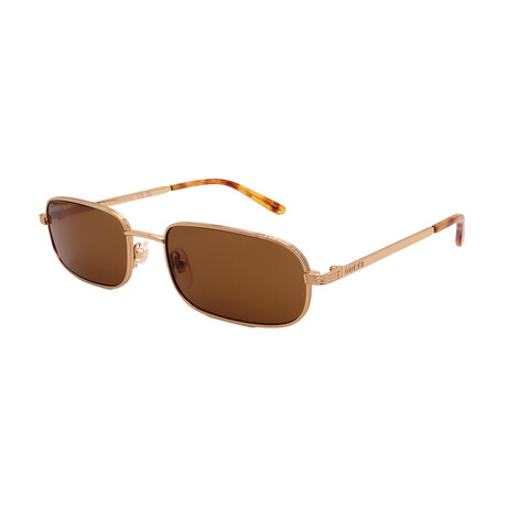 Unisex  // GUCCI GG1457S 002 Pilot Sunglasses // Gold + Dark Brown Lenses
