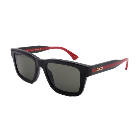 Unisex  // GUCCI GG1869SK 001 Square Sunglasses // Black Green Red  + Dark Gray Lenses