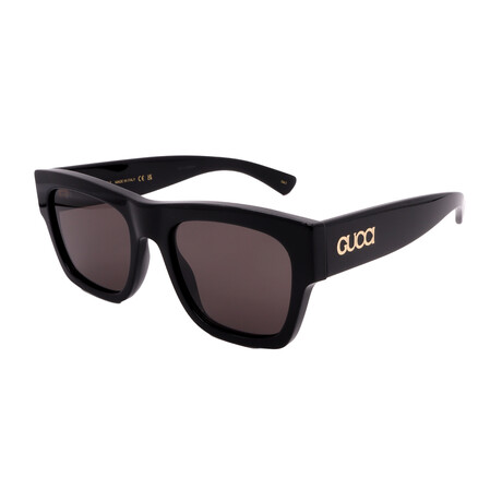 Unisex  // GUCCI GG1793S 001 Square Sunglasses // Black Gold + Dark Gray Lenses