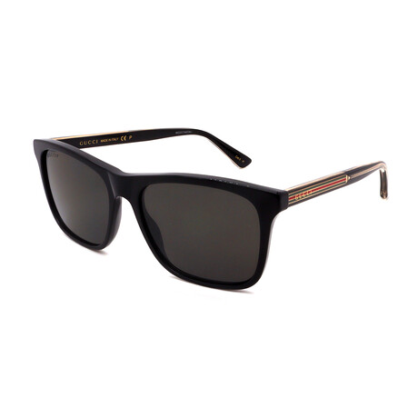 Unisex  // GUCCI GG0381SN 007 Square Sunglasses // Black + Dark Gray Polarized Lenses
