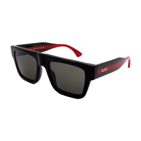 Unisex // GUCCI GG1868SK 001 Square Sunglasses // Black Green red + Dark Gray Lenses