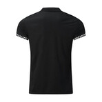 Houndstooth Short Sleeve Quarter-Zip Polo Shirt // Black + White (2XL)