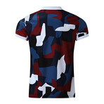 Short Sleeve Contrast Collar Quarter-Zip Polo Shirt // Multicolor (3XL)