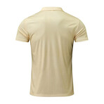 Soft Striped Short Sleeve Quarter-Zip Polo Shirt // Khaki (M)