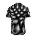 Polka Dot Short Sleeve Quarter-Zip Polo Shirt // Black + White (L)