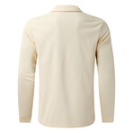 Long Sleeve Waffled Quarter-Zip Polo Shirt  // Khaki (2XL)