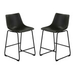 Safi Counterstool in Faux Leather Set of 2 // Distressed Black