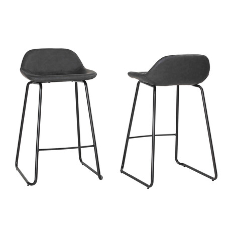 Ava Counterstool in Faux Leather Set of 2 // Charcoal Black