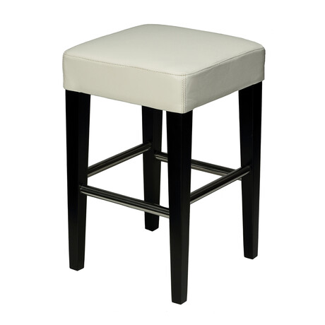 Aspen Counter Stool in Genuine White Leather with Black Legs