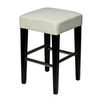 Aspen Counter Stool in Genuine White Leather with Black Legs