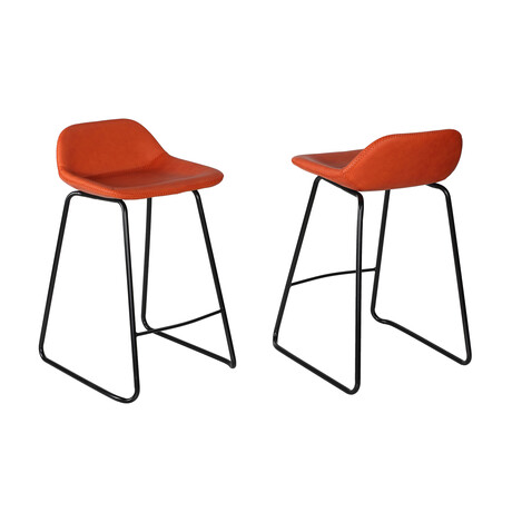 Ava Counterstool in Faux Leather Set of 2 // Terracotta
