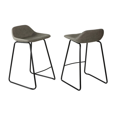 Ava Counterstool in Faux Leather Set of 2 // Dark Gray