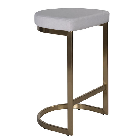 Elon Counter Height Stools in Brushed Gold Stainless Steel // Soft Ivory Fabric