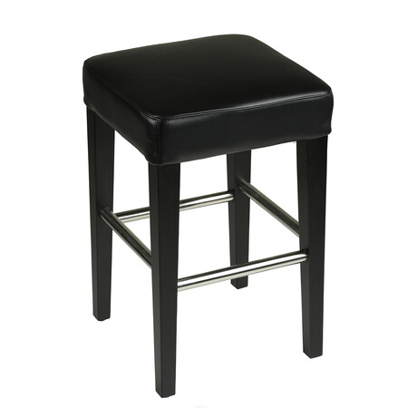 Onyx Counter Stool in Genuine Black Leather with Black Legs