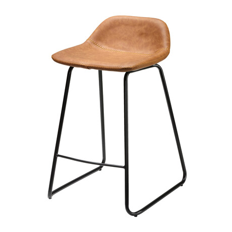 Ava Counterstool in Faux Leather Set of 2 // Saddle Brown