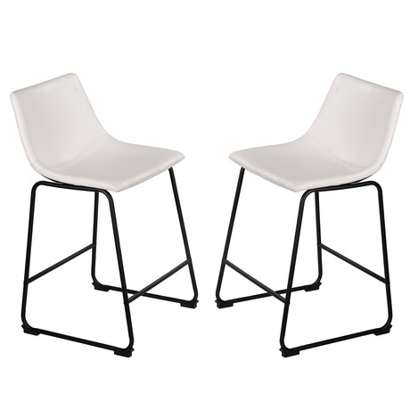 Safi Counterstool in Faux Leather Set of 2 // Snow White