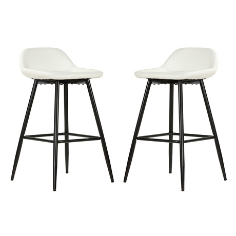 Rain Counterstool in Faux Leather Set of 2 // White