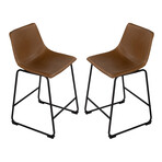 Safi Counterstool in Faux Leather Set of 2 // Saddle Brown