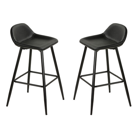 Rain Counterstool in Faux Leather Set of 2 // Charcoal Black