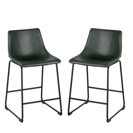 Safi Counterstool in Faux Leather Set of 2 // Forest Green