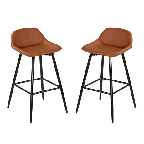 Rain Counterstool in Faux Leather Set of 2 // Brown