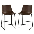 Safi Counterstool in Faux Leather Set of 2 // Coffee Brown