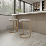 Elon Counter Height Stools in Brushed Gold Stainless Steel // Soft Ivory Fabric