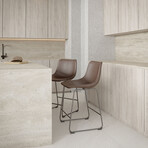 Safi Counterstool in Faux Leather Set of 2 // Coffee Brown