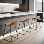 Ava Counterstool in Faux Leather Set of 2 // Saddle Brown