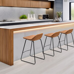 Ava Counterstool in Faux Leather Set of 2 // Saddle Brown