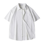 Solid Oversized Short Sleeve Button-Up // White (2XL)