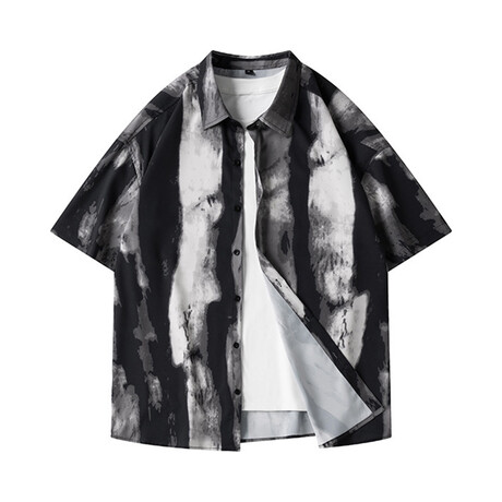 Pattern Short Sleeve Button-Up // Black (XS)