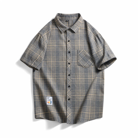 Glen Check Short Sleeve Button-Up // Gray (XS)