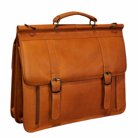 Rodrigo Double Sided Briefcase - Vaquetta Leather (Tan)