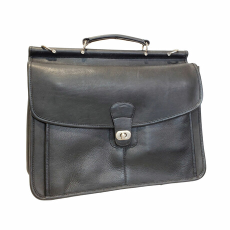 Cris Large Turn Lock Briefcase - Vaquetta Leather (Tan)