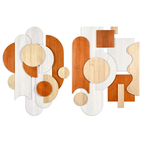 Cinnamon Dreamscape I & II Hand Made & Hand Finished Dimensional Solid Wood Abstracts
