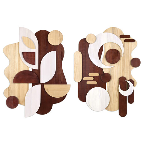 Sands Serenade I & II Hand Made & Hand Finished Dimensional Solid Wood Abstracts